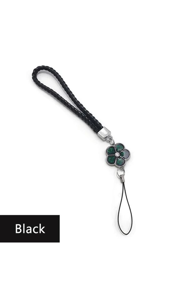 Black 1PC Phone Charm Strap Multicolor - Short Braided String, Anti-Lost Lanyard for Phones/Cameras,