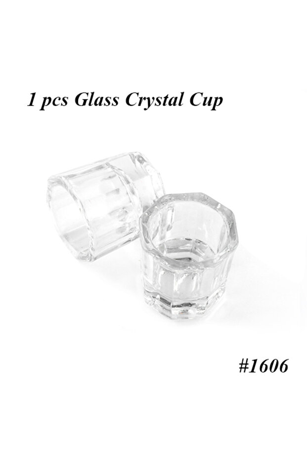 1606 Crystal Cup 1pcs Nail Crystal Glass Nail Cup Acrylic Liquid Dappen Dish Clear Bowl Nail Powder