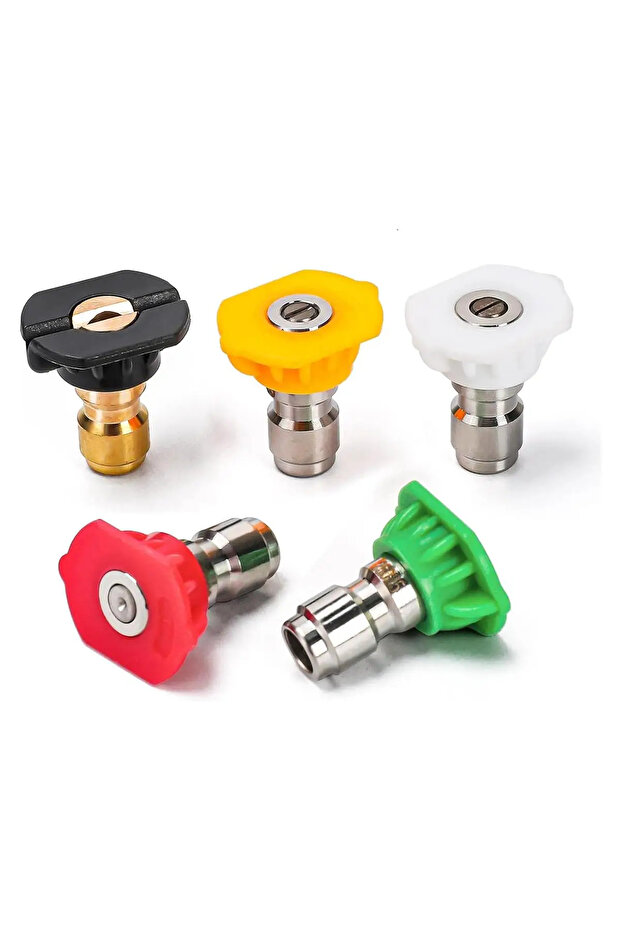 5 Pcs High Pressure Washer Sprayer Nozzle Tip Nozzle With 1/4" Quick Connect 0 15 25 40 Degree Water