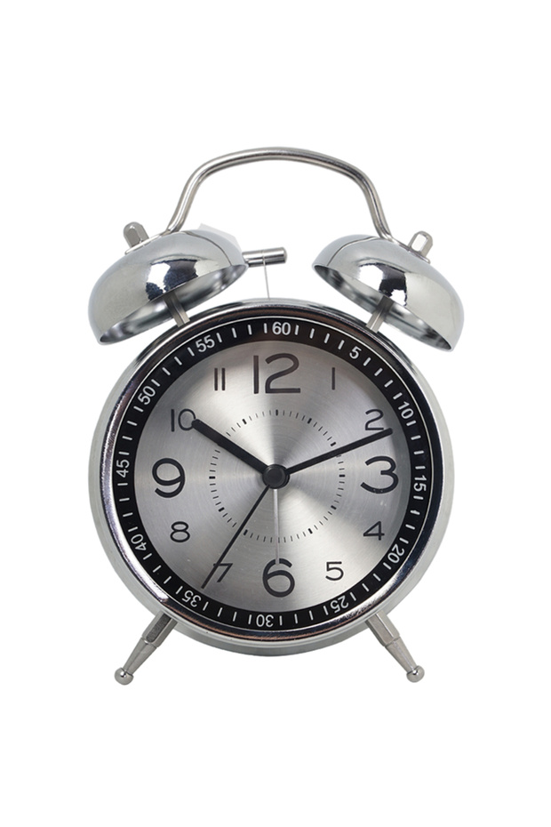 silvery Iron Art Student Small Alarm Clock Children's Silent Fashion Table Clock Desktop Creative Gl