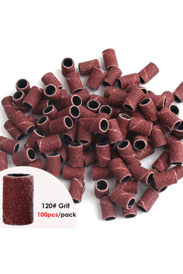 120-100pcs 100/50pc Sanding Cap Bands For Electric Manicure Machine 180/120/80 Grit Nail Drill Grind