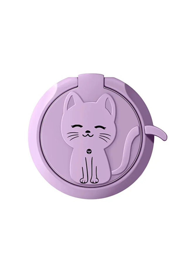YTDMEN Violets Mobile Phone Finger Ring Holder Back Sticker Cute Cartoon Cat Round Desktop Phone Sta