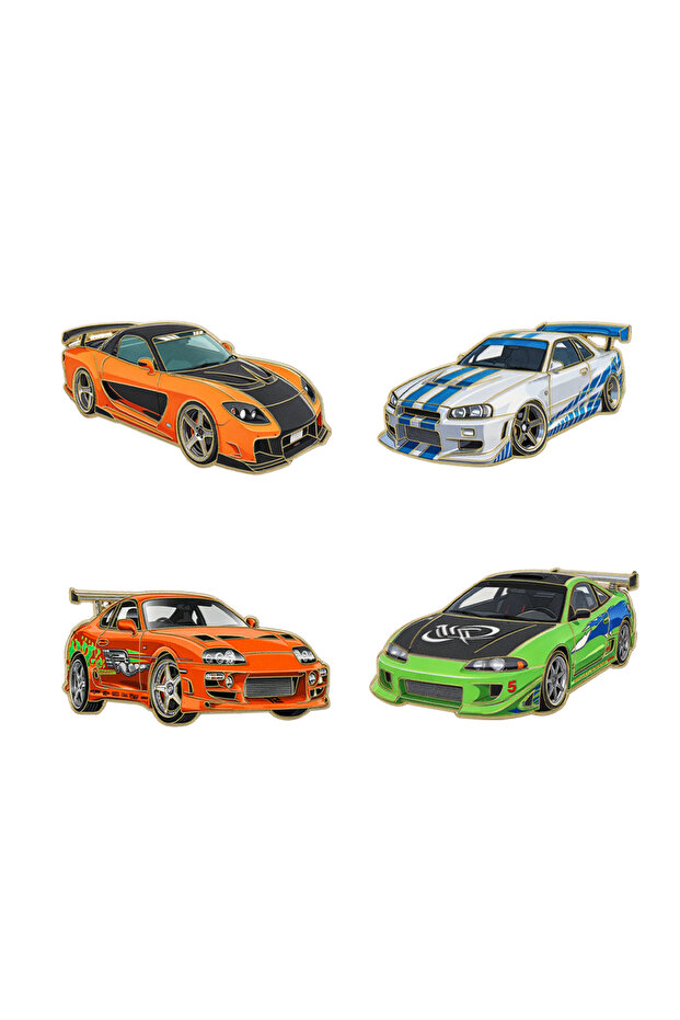 4pcs brooch 4pcs Creative Sports Car Enamel Pins Set Cartoon Brooch Lapel Pin Badge for Backpack Clo