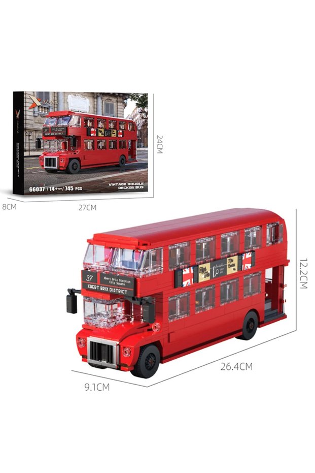Double Decker Bus 745PCS British Retro Double Decker Bus Building Blocks City Tour Bus Model Bricks