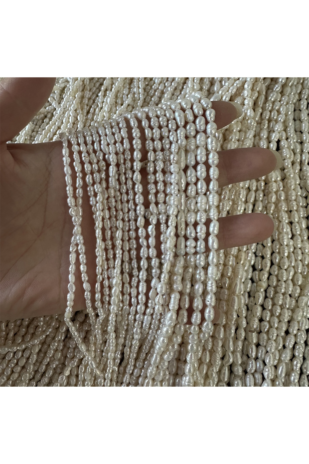 2-3mm-A White Grade A Natural Freshwater Pearl Rice-Shaped Semi-Finished Loose Beads for Jewelry Mak