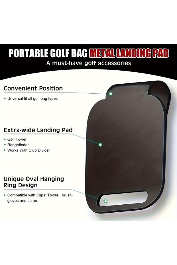 black Magnetic Golf Bag Landing Pad(9*8cm)for Magnetic Golf Towel,Golf Rangefinder,Golf Flask,Golf S