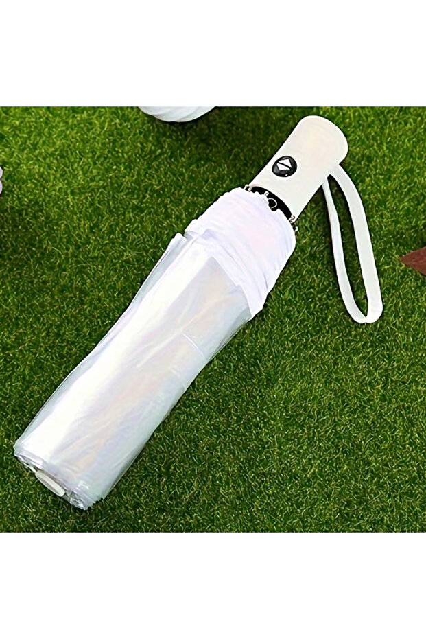 Iron 8K transparent color 1pc-Korean Transparent Umbrella Folding Automatic Open And Close Umbrella