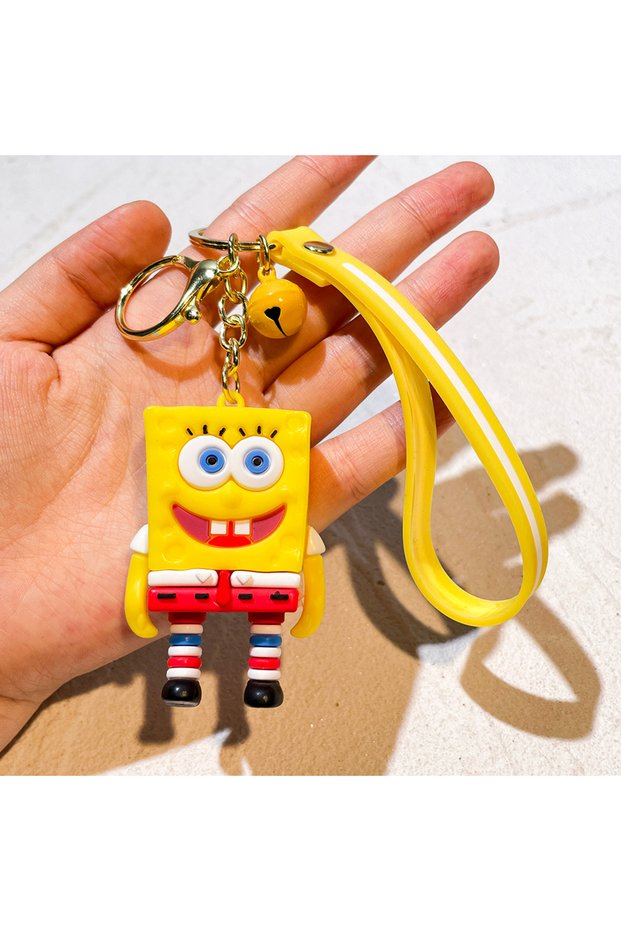 6 cm KC3043 Kawaii Creative SpongeBob SquarePants Big Star Octopus Brother Keychain, Soft Rubber Cut