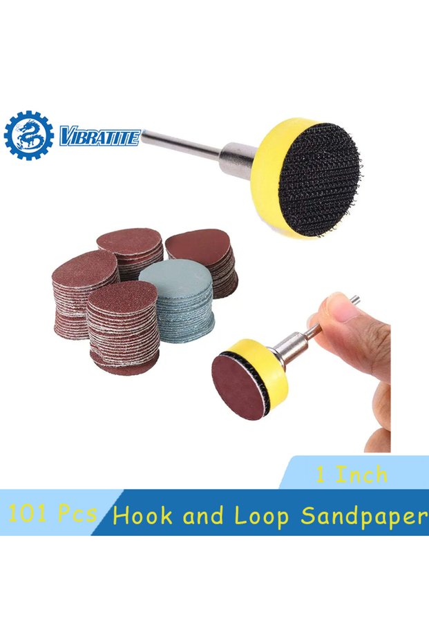 1 inch 101pcs Hook and Loop Sanding Discs Pad 1 Inch/25mm with 1/8” Shank Abrasive Polish Pad Plate