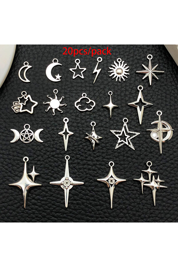 SN1151-20pcs 20/50/100pcs Mystical Celestial Charms Random Mix of Vintage Silver Stars, Moons & Suns