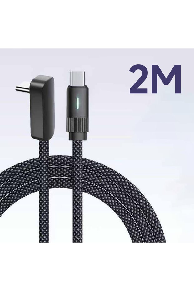 2M L-Shape 100W Type C to Type c flat data cable fast charging for iPhone 17 16 15 Huawei OPPO Honor
