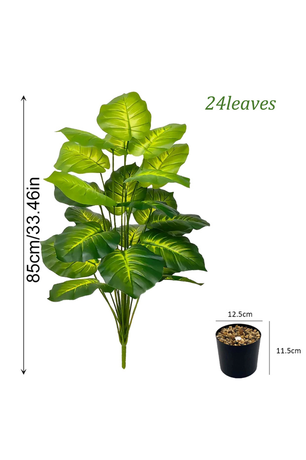 B24 with Pot 24 Leaves Areca Palm Artificial Plants Trees in Pot Plastic Green Fake Plant Tree Bonsa
