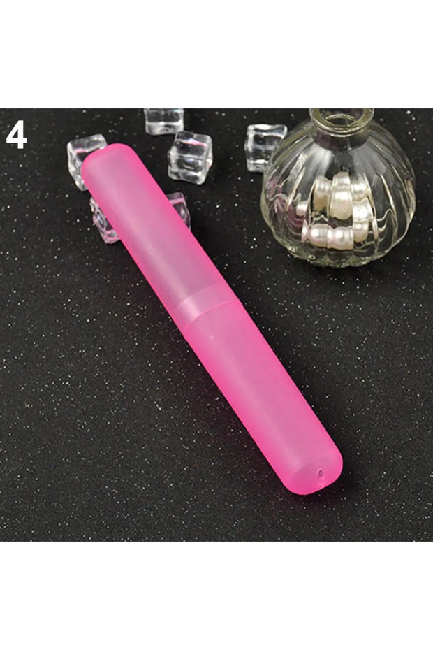 2PCS Pink Travel Portable Toothbrush Box, Breathable Toothbrush Storage Box, Frosted Dustproof Tooth