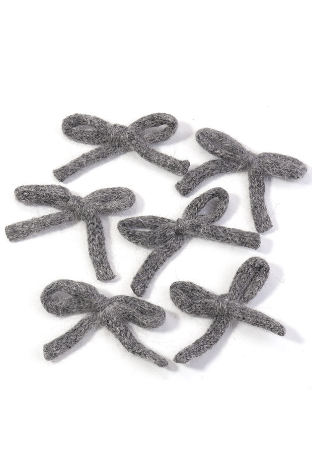 5x7cm 6pcs Grey 6pcs/lot Knitted Bows 5X7cm Cute Plush Cotton Bowknot Colorful Handmade Flower Bow T