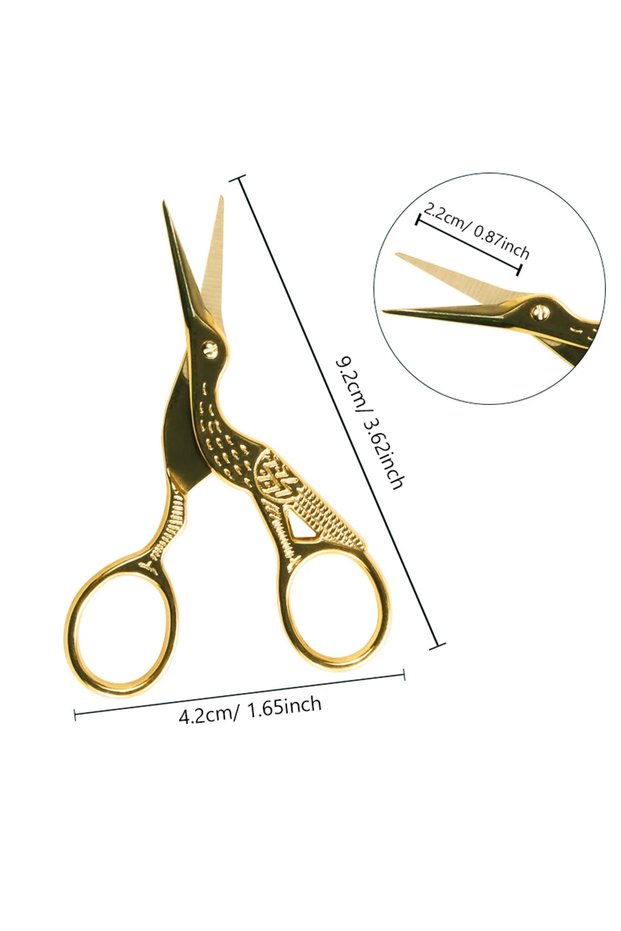 Classic Stork Design Stainless Steel Sharp Tip Sewing Scissors for Nail Art Embroidery Craft Need...