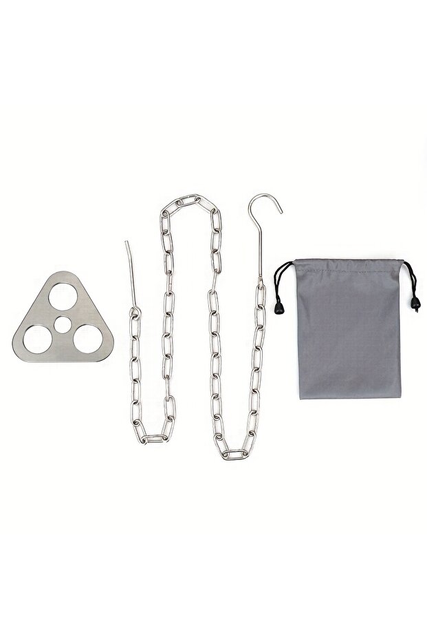 silvery Portable Camping Gear and Equipment Detachable Outdoor Barbecue Tripod Hanging Rack Campfi
