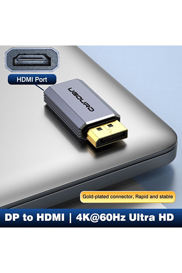 Without Cable UGOURD DisplayPort DP to HDMI Adapter Male to Female 4K 60Hz 30Hz 2K 144Hz UHD Audio S