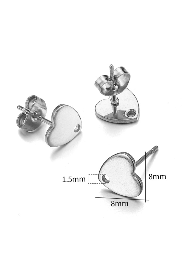 Steel 02-Heart 10pcs Stainless Steel Earring Bases With Holes Or Loops For Connecting Pendants for D