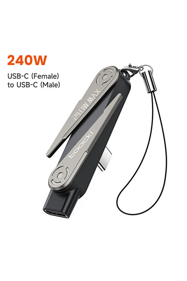 toocki C to C 240W Toocki 240W USB C to USB C Adapter With Foldable Phone Holder 90 Degree Converter
