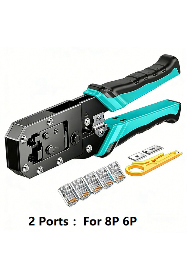 SAMZHE 2 Ports SAMZHE RJ45 Crimp Plier 8P 6P 4P Crimper Stripper Cutter 3-in 1 for Cat7 Cat6 Cat5e 8