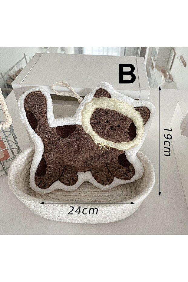 B Soft and Cute Cat Hand Towel, Quick Drying Quick Drying Hanging Cute Cartoon Towel, Household Kitc