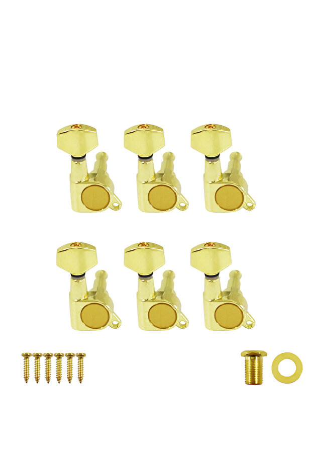 GD right 6PCS Electric Guitar Machine Heads Tuning Pegs Keys Small Button, 6L/6R Available, Black/ C