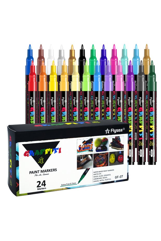 24colors 12/18/24 Colors Acrylic Graffiti Pens Premium Ultra-Fine for Artists, Designers, and Graffi