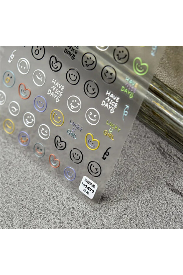 1PCS to1471 1PCS Relief Adhesive Cute Smiling Face Teddy Bear Nail Sticker Japanese 5D Nail Art Dec