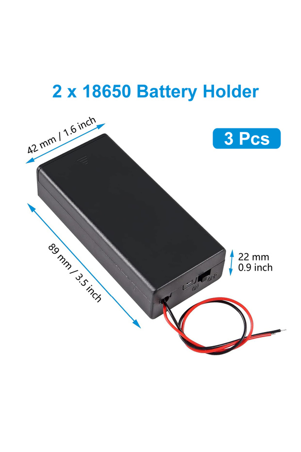 3pcs 2 slot cover 3pcs 18650 Battery Holder with Wire 3.7V,7.4V, 11.1V, 14.8V 18650 Battery Holder B