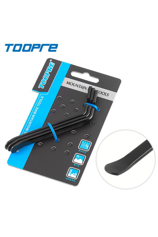Black 3Pcs TOOPRE 3Pcs Stainless Steel Bike Tire Pry Bar MTB Road Bicycles Metal Tire Lever Removal