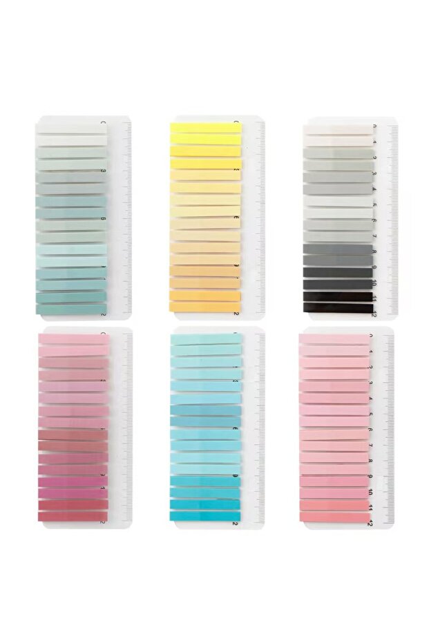 6 packs QS16JBJX 6/12 Packs Gradient Index Sticker with Ruler, Self-Adhesive Page Tabs, Colorful Sti