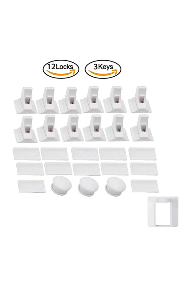 12 Locks 3 Keys Magnetic Child Proof Locks - Set of Invisible Cabinet Latches and Drawer Clips for B