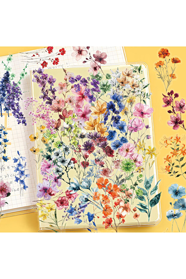 50PCS 50PCS Creative Ink Flower Simple PET Transparent Sticker Handbook Decoration Material DIY Pers