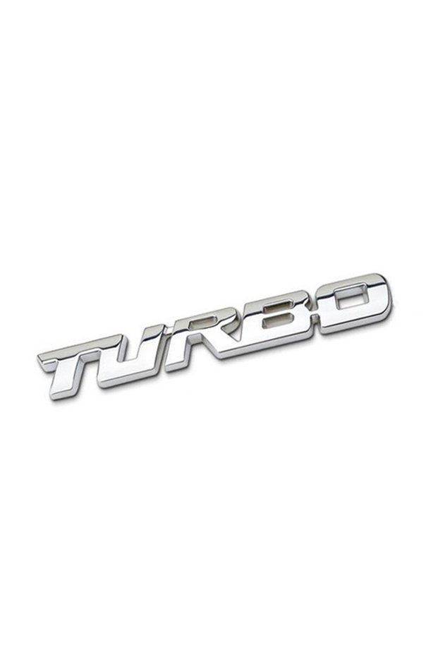 Silver 9.7X1.1cm Car Sticker Turbocharged Turbo Metal Alloy 3D Badge Car Modification Accessories Re