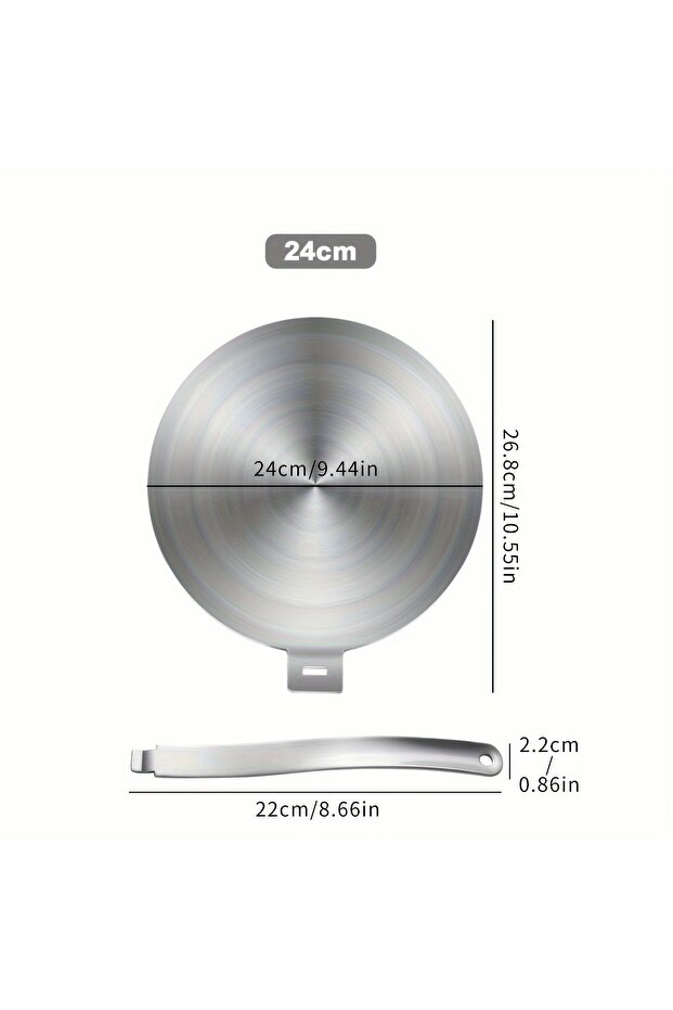 24cm 1pc Heat Conduction Plate, Detachable Handle Heat Diffuser Plate for Gas Stove, Stainless Steel