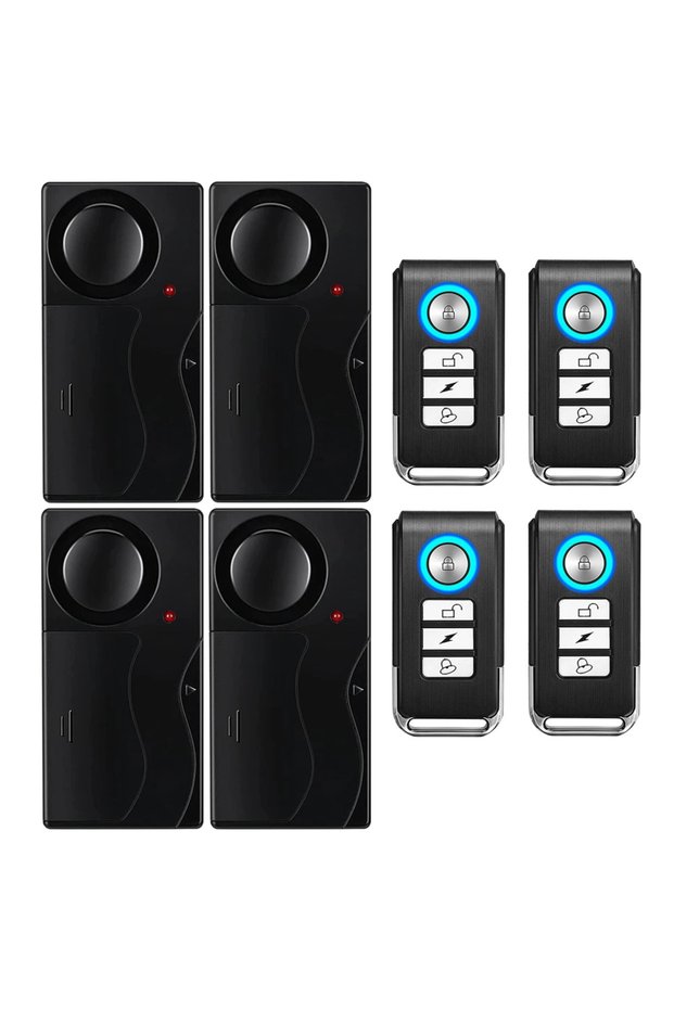 4 Kits Alarm New 110dB Door And Window Vibration Alarm Wireless Anti-Theft Alarm With Remote Contro