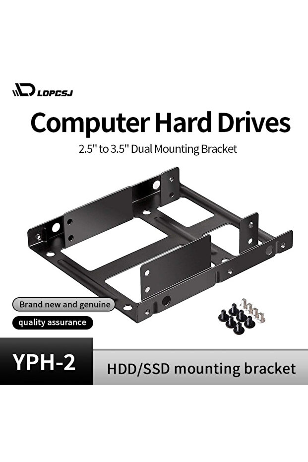 LDPCSJ Metal Dual Bay Mounting Bracket 2x 2.5" to 3.5" HDD/SSD Compatible Hard Drive Bay Adapter for