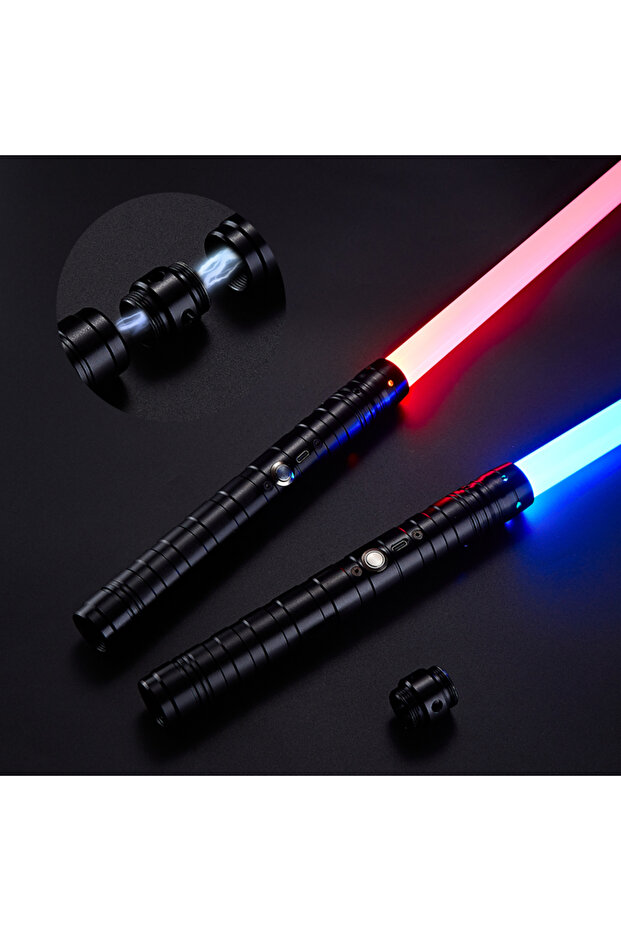 Black 2PCS RGB Metal Lightsaber Dueling Smooth Swing Sword Sabre De Luz 7 Color Changing With Sound