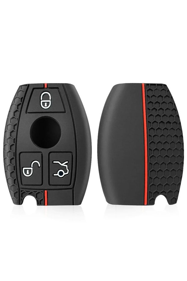 black 1PC(redline) Silicone Car Samrt Key Fob Case Cover For Mercedes Benz A B C E S G Class W204 W2