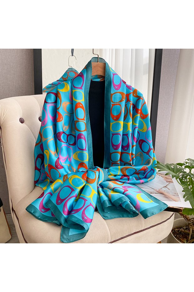 Blue Luxury Summer Women 180X90CM Scarf Carriage Quality Soft Silk Scarves Female Shawls Foulard Bea