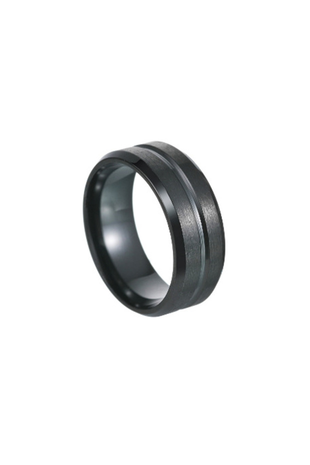 7 A 8mm Stainless Steel Men Rings Wholesale Black Groove Matte Wedding Engagement Party Gift Anniver