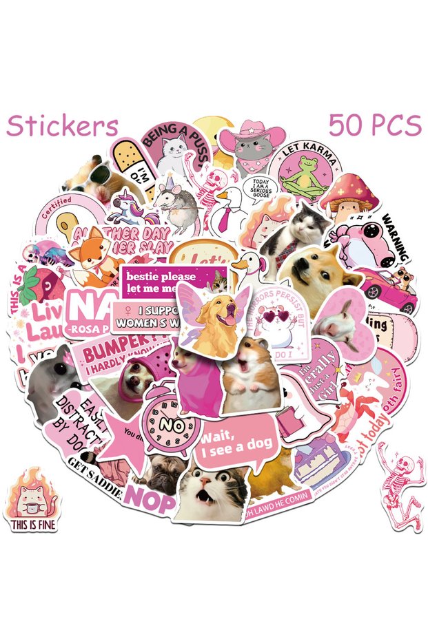 50pcs 50pcs Cartoon Pink Funny Stickers Decals For Laptop Scrapbook Skateboard Guitar Helmet DIY Gra