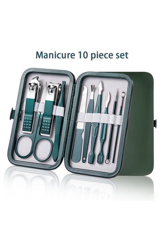 SET086-10pcs set Professional 7/10/12/18 Piece Nail Care Kit Stainless Steel Manicure & Pedicure Set
