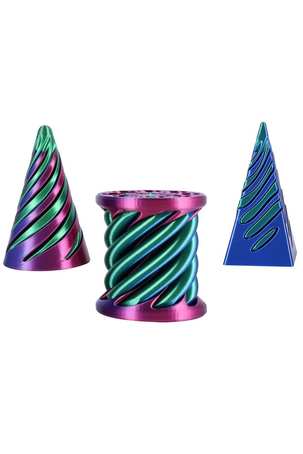 ML-TTL01BIG 3 Pack Spiral Cone Fidget Toys 3D Printed Impossible Passthrough Pyramid Pillar Helix Sc