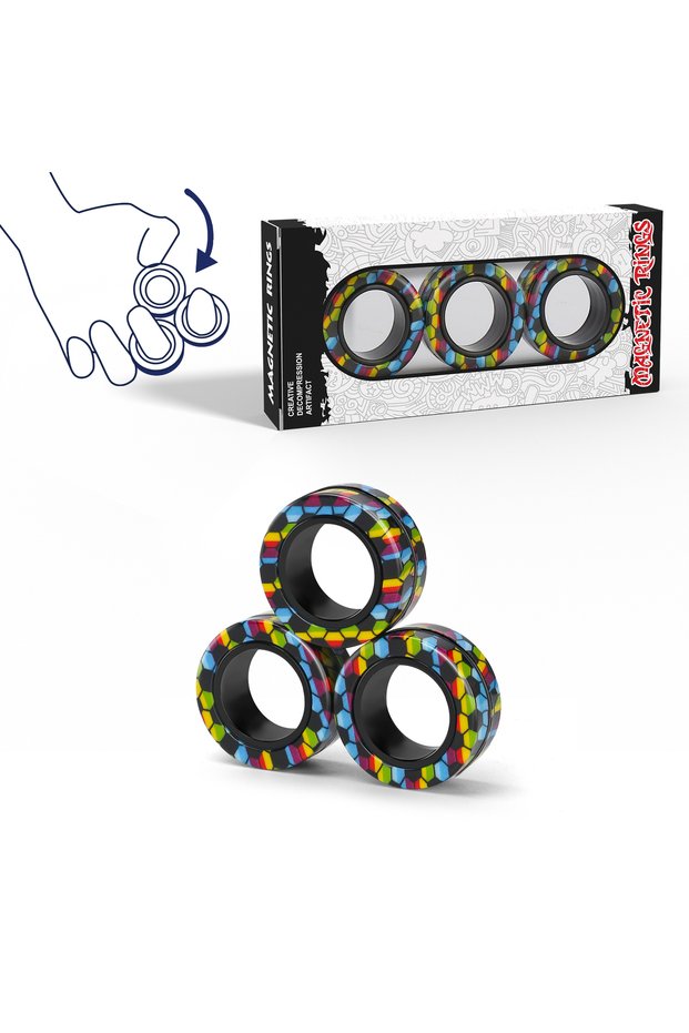 set Magnetic Rings Fidget Toy Set Idea ADHD Fidget Toys Adult Fidget Magnets Spinner Rings for Anxie