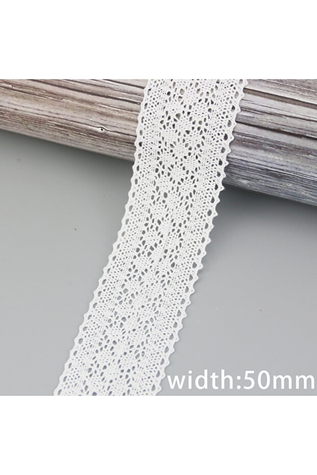 L WHITE (5 Meters/Lot) 50mm Silk Net Lace Fabric Ribbons Trim DIY Sewing Handmade Craft Materials