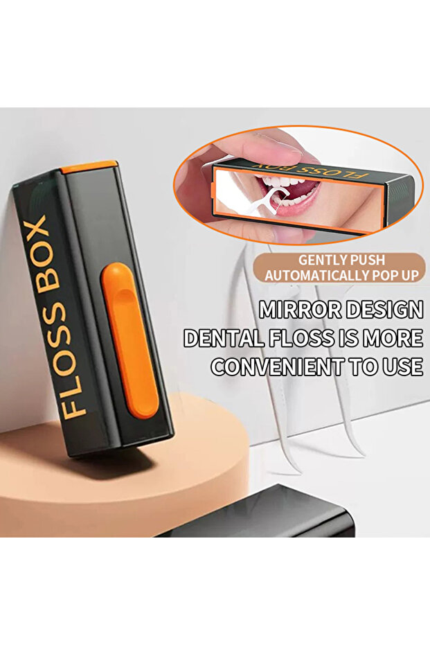 1PC BOX Dental Floss Box With Mirror - Automatic Pop-up Portable Dental Floss Stick - Portable House
