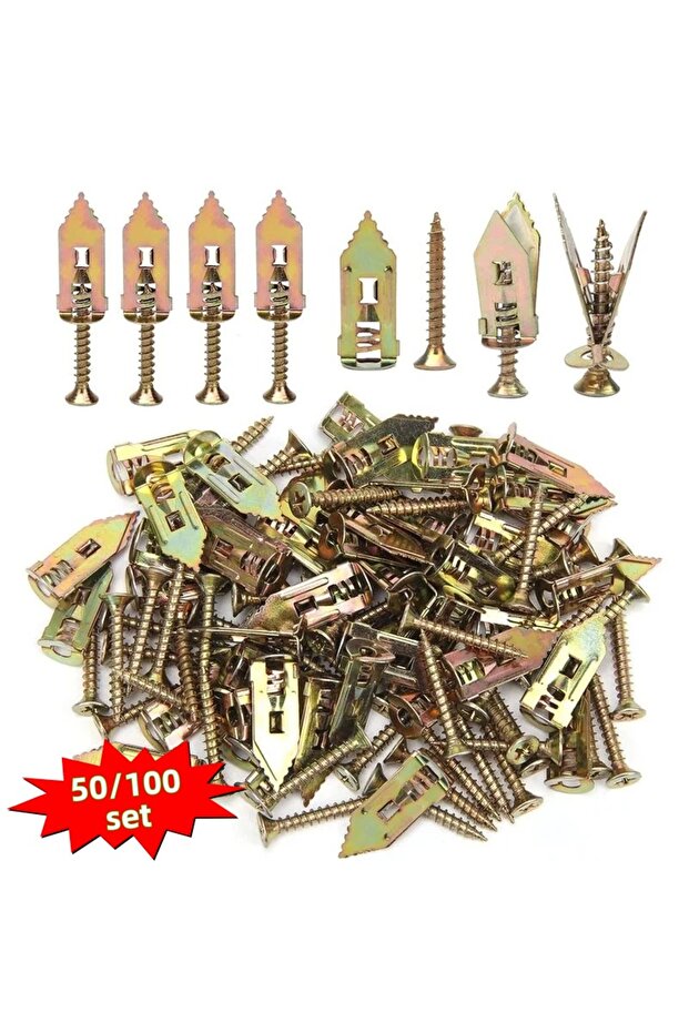 100set 100/50set Self Tapping Screws Self Drilling Anchors Screws Drywall Anchors Easy Application f