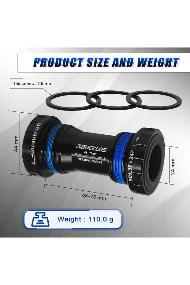 MH800-BLACK 24mm Bike Bottom Bracket Threaded BSA BB68/73 Bicycle BB MTB Road Bottom