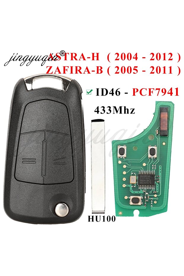2BTN PCF7941 Valeo jingyuqin Flip Remote Car Key 433Mhz For Opel/Vauxhall Astra H 2004-2009 Zafira B